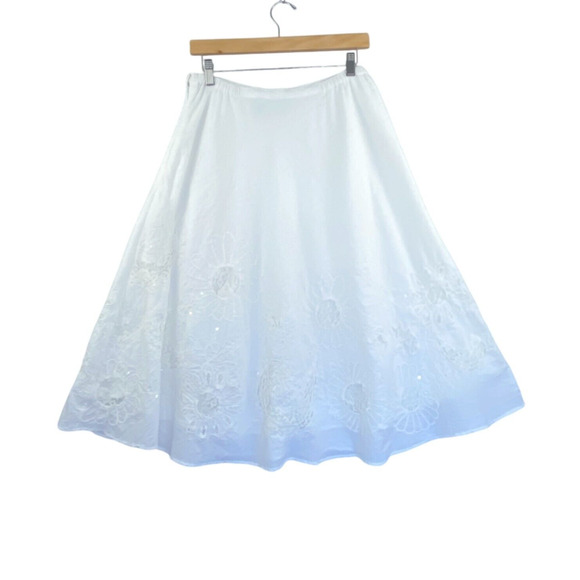 Chico's Skirt Womens Size 1 (M 8) Flared Floral Lace Sequins After Wedding - Picture 3 of 10